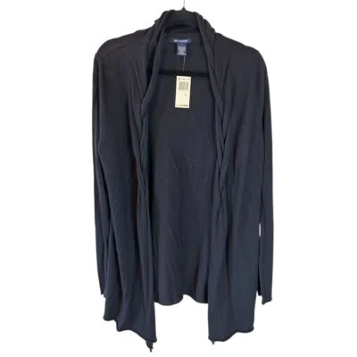 Cárdigan Max Edition Negro Frente Abierto Cuello Drapeado Mezcla de Algodón Tejido Suave Talla L Foto 1 de 4