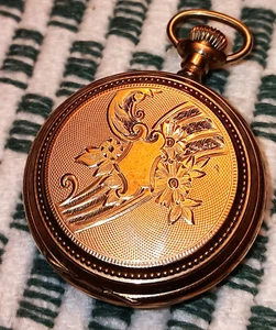 1896 Elgin Solid 8KT Gold Ladies Pocket Watch Hunter Case Runs Fine 17 Jewels - Picture 1 of 10