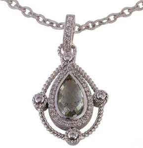 Judith Ripka necklace with pendant 925 w CZ 17" - Picture 1 of 10