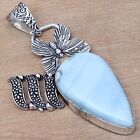 Pendant Owyhee Blue Opal Gemstone Handmade Gift For Her 925 Silver Jewelry 2.5"