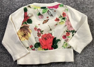 Ted Baker Baby Sweater Cardigan Girls 3 6 Months Pink Cream Rose Butterfly Silk - Picture 1 of 5