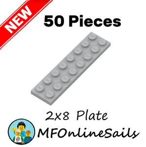 **NEW** 50x Genuine LEGO 2x8 Light Bluish Gray PLATES - Part # 3034 bulk lot - Picture 1 of 4