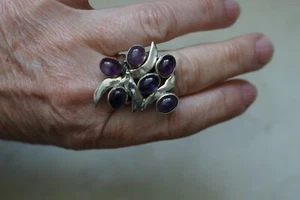 Anello in argento 925 con ametiste cabochon - Foto 1 di 3