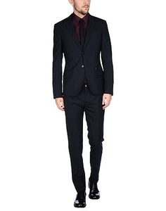 Traje BIKKEMBERGS cuello de solapa pecho azul marino oscuro talla 54/US44 nuevo con etiquetas $524 Italia - Imagen 1 de 5