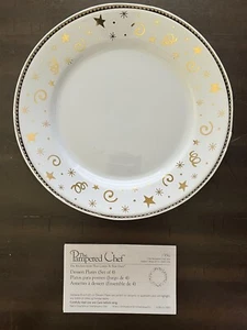 Pampered Chef Dessert Plates Holiday Celebration Stars Swirls #1996 Set of 4 - Picture 1 of 8