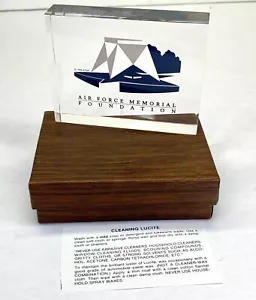 Vintage 1996 Air Force Memorial Foundation Acrylic Paperweight With Box - Picture 1 of 6