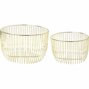 IHR Eisenkorb Brotkorb 2er-Set Metall D 20,5 x H 13 cm; D 25 x H 16 cm gold - Bild 1 von 4
