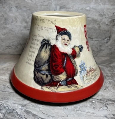 Yankee Candle~Large Shade~Merry Christmas Greetings~Joyful Wishes~Santa Claus~EC - Image 1 of 4