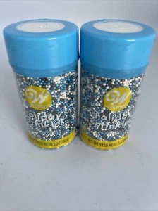 Wilton Blue White Silver Nonpareils Sprinkles Cake Decorations 3oz Ea 2 Pack - Picture 1 of 2