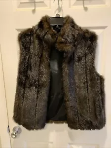 Women's Faux Fur Reversible Vest Size S Full Zip Sleeveless Jacket Pockets - Picture 1 of 11
