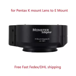 Monster LA-KE1 Auto focus Lens Adapter for Pentax K PK Lens to Sony E A6600 VG30 - Picture 1 of 6