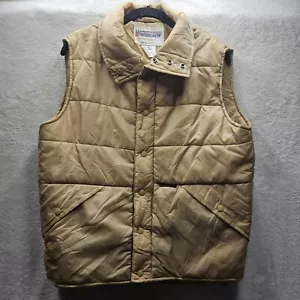 Vintage Winderbreaker Vest M Tan Puffer Nylon Hiking Camp Grandpa Gorpcore 90s - Picture 1 of 11