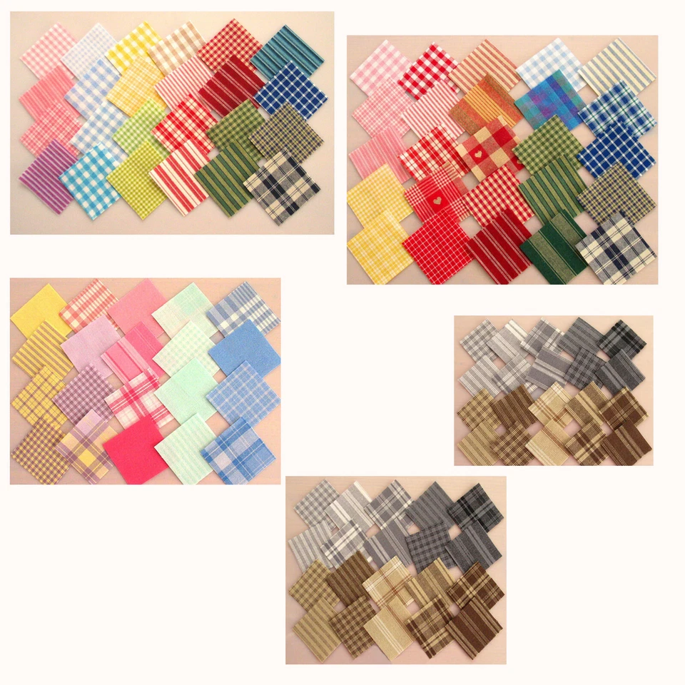 Stoffpakete Scraps versch. Größen Patchwork Stoffe Baumwolle - KAROS + STREIFEN - Bild 1 von 1