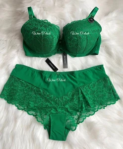 Ann Summers Sexy Lace Padded Plunge Bra & Cheeky Shorts Green 32A~44G - Picture 1 of 16