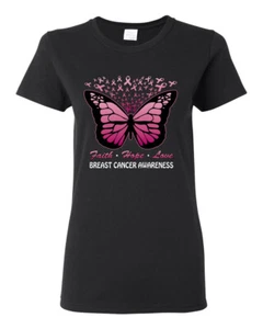 Camiseta gráfica para mujer Faith Hope amor mariposa cintas - Imagen 1 de 8