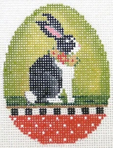 Needlepoint Handpainted Kelly Clark Easter Egg Mama Rabbit Chartreuse 3x3 - Picture 1 of 1