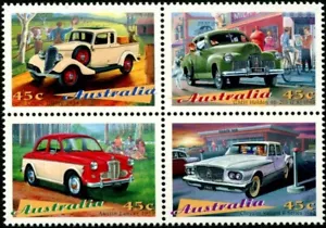 Bloque de 4 autos clásicos de Australia 1997 como nuevos nunca bisagras, limpios y frescos - Imagen 1 de 1
