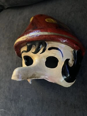 Paper Mache Pinocchio Mask Handmade Small (Kids)/Hanging Pinocchio Mask - Image 1 of 4