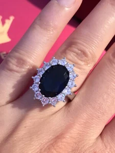 Magnificent royal sapphire ring lab created Princess Diana inspired dream piece - Picture 1 of 12