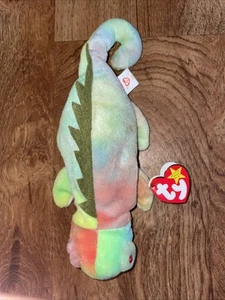 ** ULTRA RARO** 1st Run Ty Beanie Baby Rainbow Iggy the Iguana ¡con errores de etiqueta! - Imagen 1 de 9