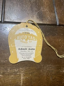Boleto de la Feria Estatal del Sur de Louisiana 1932 etiqueta automática admisión automática. Muy raro - Imagen 1 de 4