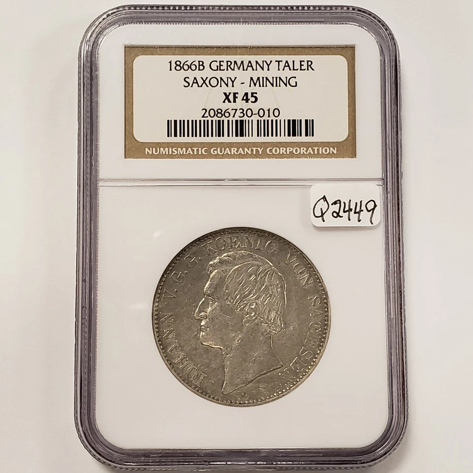 1866-B Taler German States Saxony Albertine .5359 oz ASW - NGC XF 45 - Q2449 - Image 1 of 4