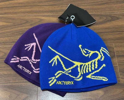Juego de 2 Gorros Arc'teryx Cabeza de Pájaro Toque - Sombrero de Esquí de Invierno de Lana Azul y Púrpura Foto 1 de 4