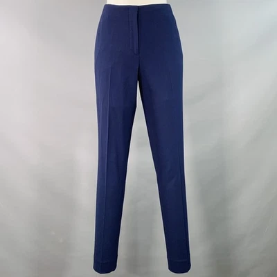 RALPH LAUREN COLLECTION Size 2 Navy Virgin Wool Blend Crepe Tapered Dress Pants - Image 1 of 4