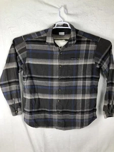 Camicia Columbia uomo XL grigio blu quadri flanella bottoni manica lunga outdoor - Foto 1 di 7