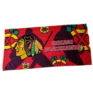 Toalla de playa NHL Chicago Blackhawks 29 x 58" multicolor usada en excelente estado vibrante ventilador HOCKEY - Imagen 1 de 8
