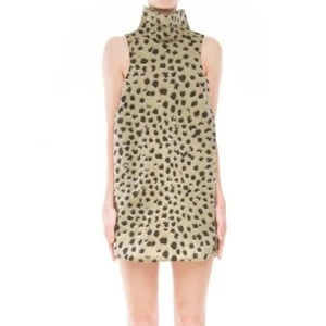 C/MEO Collective Bounce Back Leopard Animal Print Mock Neck Swing Dress M - Picture 1 of 11