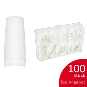 100St. Tipbox FRENCH Tipkasten Nageltips künstliche Nägel weiß C-Kurve NAILS - Bild 1 von 2