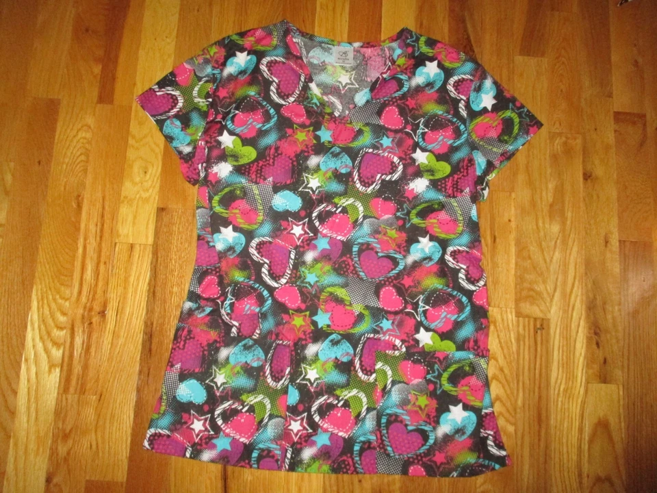 NWOT B Scrubs Colorful Love Floral Animal Print Tie Dye Scrubs Tops Size S, M - Image 1 of 1