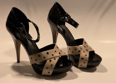 Sandalias Rock & Republic Holttan para mujer con tiras de tacón talla 9 M negro tostado ojales Foto 1 de 4