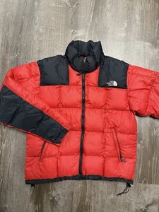 The North Face Nuptse Medium Clean Puffer Jacket Red Black Color Block Down Vintage - Bild 1 von 13
