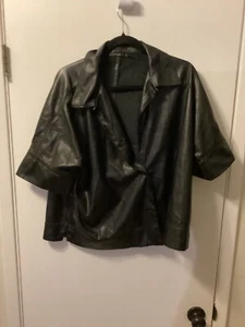 Women  "Natori “blk  faux leather one button short jacket. Size Med P.O. - Picture 1 of 2