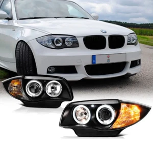FARI FARI BMW SERIE 1 E82 E87 E81 E88 SONAR NERO LED OCCHIO ANGELO RHD - Foto 1 di 3