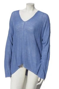 NEW $158 EILEEN FISHER L Periwinkle Organic Linen Tencel Knit Long Slv Sweater - Picture 1 of 7