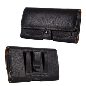 Custodia fondina clip cintura portafoglio nero pelle orizzontale per LG Q NOTE+ - Foto 1 di 7