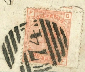 GB QV SG152 4d Vermilion Plate 15 Birkenhead Registered Piece Used c£475 LRED100 - Picture 1 of 9