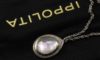 IPPOLITA CHIMERA ROCK CANDY 925 S. SILVER 18K GOLD DIAMOND PEAR NECKLACE PENDANT - Image 1 of 4