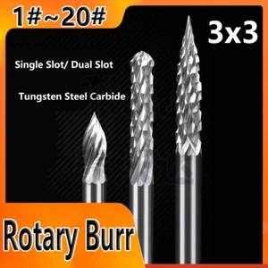 Tungsten Steel Carbide Cutting Burr 3mm For Dremel Drill Bits Rotary Grinding - Picture 1 of 28