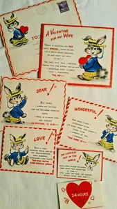 VINTAGE 1952 multi envelope WIFE VALENTINE DAY SIGNED  HALLMARK GREETING CARD - Picture 1 of 4