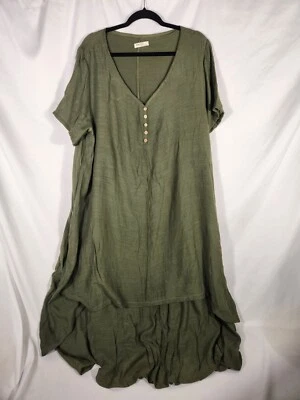 NUEVO SIN ETIQUETAS ANSELF Mujer Vestido Plus Oliva Capas Capas Look Minimalista Comodidad 3X Foto 1 de 4