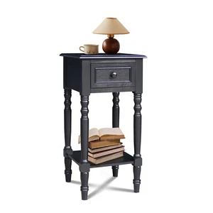 Narrow Console Table 14.2"D x 14.2"W x 28H" w/ 1 Drawer & Shelf, Sofa Side Table - Picture 1 of 29