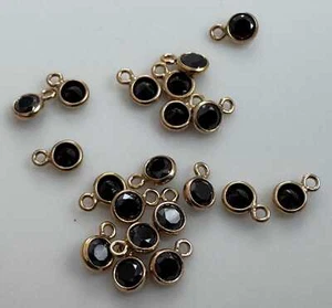 5 piezas - Bisel de circonita cúbica negro de 3 mm gota relleno de oro amarillo 14K (P21) - Imagen 1 de 9