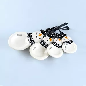 Potter's Studio Snowman 4-Piece Ceramic Measuring Spoon Set - Picture 1 of 2