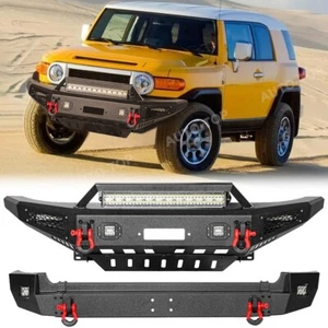 Front/Rear Bumper W/Winch Plate & LED Lights For 2007-2014 Toyota FJ Cruiser US - Picture 1 of 18