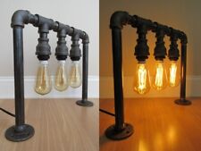 INDUSTRIAL PIPE LAMP table desk wall ceiling 3 bulb hand made steampunk