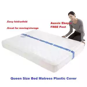 2 X Queen Size Mattress Furniture Protect Plastic Cover Moving & Storage Bag - Picture 1 of 5
